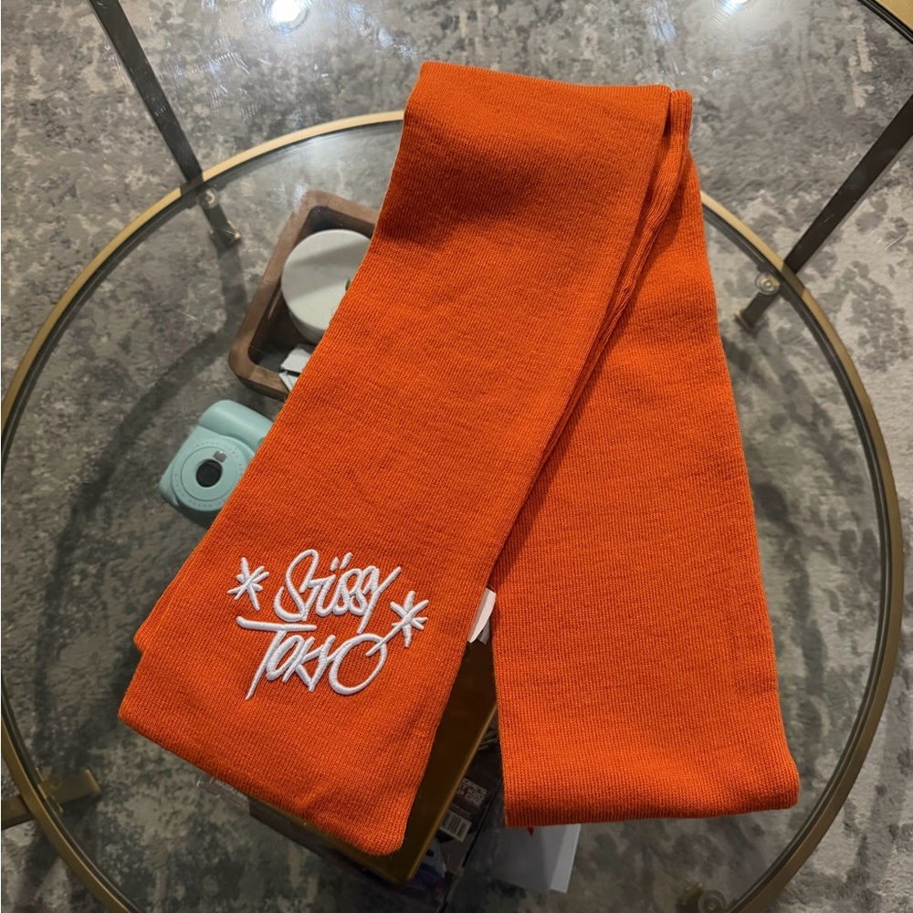 Orange Stussy Scarf with Embroidered Tokyo Logo